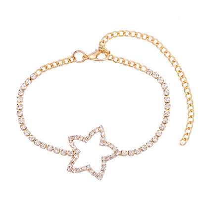 Summer Beach Star Rhinestone Gležnjače Zlatno Srebrne Boje Dvoslojni Kristalni Teniski Lanac Anklet Za Ženske Narukvice Nakit