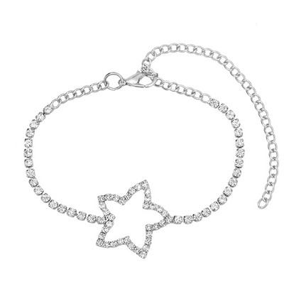 Summer Beach Star Rhinestone Gležnjače Zlatno Srebrne Boje Dvoslojni Kristalni Teniski Lanac Anklet Za Ženske Narukvice Nakit