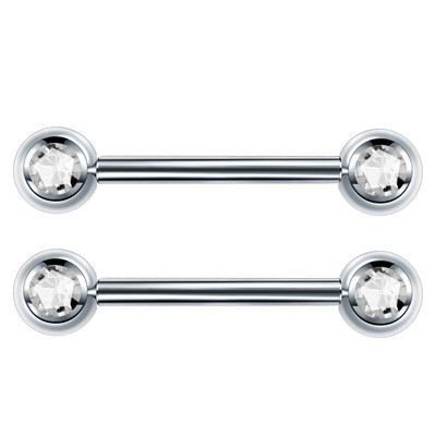 2 kom/lot G23 Titanium Piercing prstenovi za utege za jezik s unutarnjim navojem CZ dragulj Prstenovi za utege za bradavice za piercing Seksi nakit