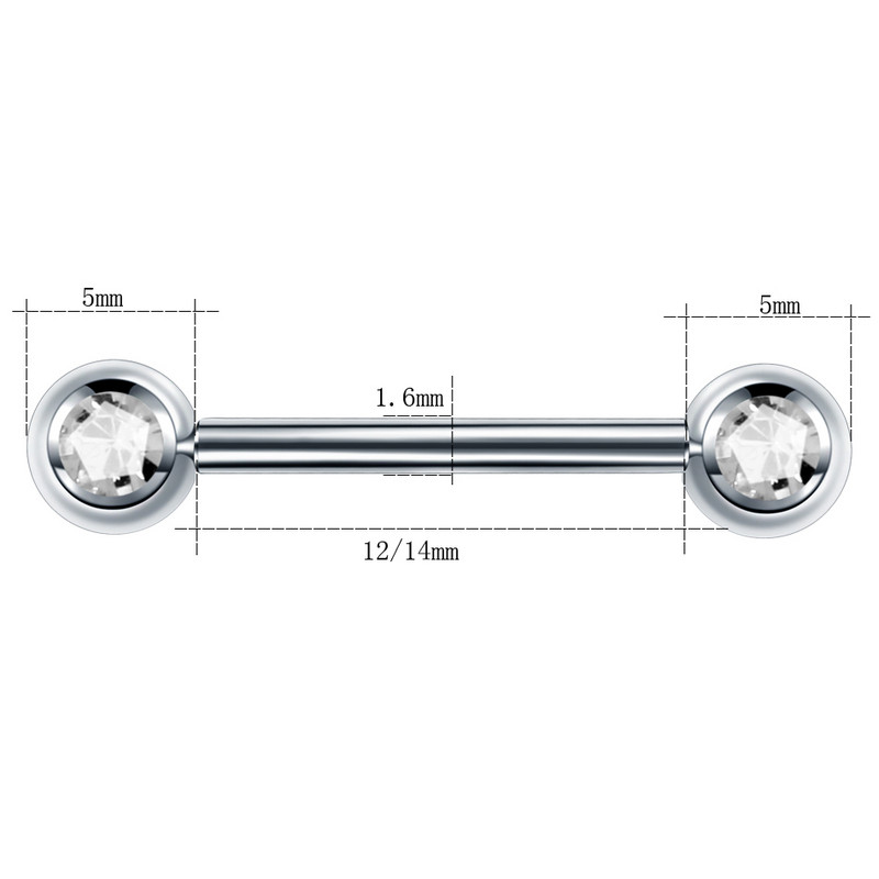 2 kom/lot G23 Titanium Piercing prstenovi za utege za jezik s unutarnjim navojem CZ dragulj Prstenovi za utege za bradavice za piercing Seksi nakit