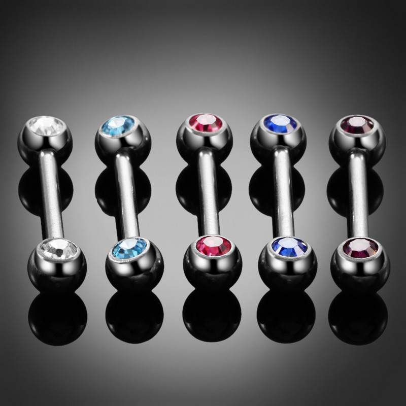 2 kom/lot G23 Titanium Piercing prstenovi za utege za jezik s unutarnjim navojem CZ dragulj Prstenovi za utege za bradavice za piercing Seksi nakit