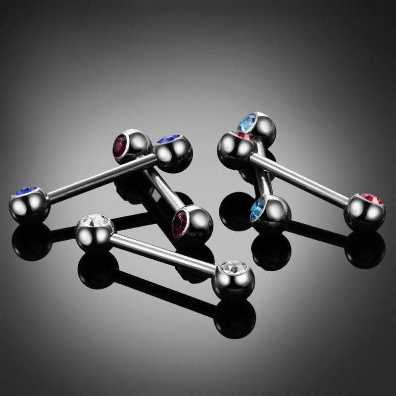 2 kom/lot G23 Titanium Piercing prstenovi za utege za jezik s unutarnjim navojem CZ dragulj Prstenovi za utege za bradavice za piercing Seksi nakit