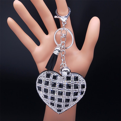 Breloc cu inimă Suporturi cu ciucuri Breloc din metal, cristal, breloc, geantă, pandantiv mașină, cadou, bijuterii, llaveros para mujer K2870S01
