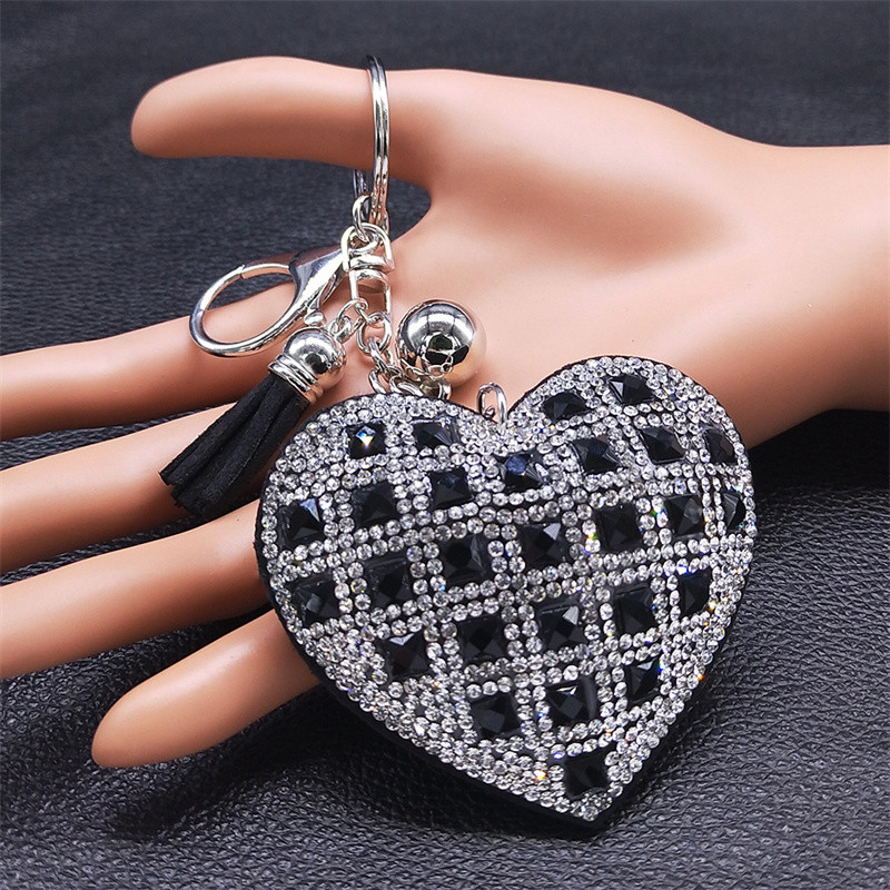 Breloc cu inimă Suporturi cu ciucuri Breloc din metal, cristal, breloc, geantă, pandantiv mașină, cadou, bijuterii, llaveros para mujer K2870S01