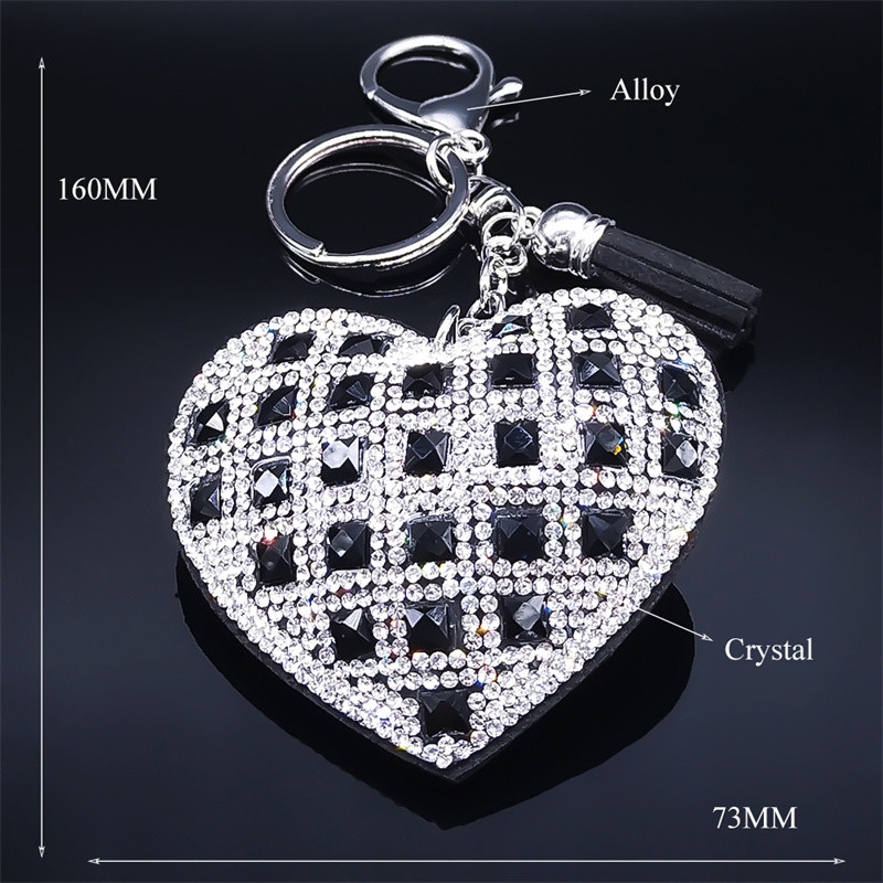 Breloc cu inimă Suporturi cu ciucuri Breloc din metal, cristal, breloc, geantă, pandantiv mașină, cadou, bijuterii, llaveros para mujer K2870S01