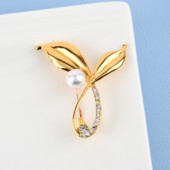 Kalnų krištolinio perlų aukso lapų sagė moterims Prabangaus lydinio augalo lapų biuro sagė vakarėliui Sagė papuošalų dovanos