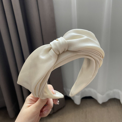 Korejska vrhunska svijetla luksuzna dvoslojna mašna ženska traka za glavu retro temperamenta Satenska traka za glavu širokog oboda Ukosnice za žene