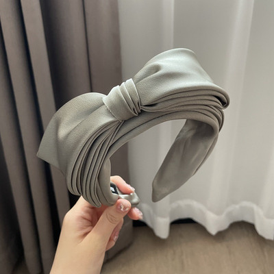 Korejska vrhunska svijetla luksuzna dvoslojna mašna ženska traka za glavu retro temperamenta Satenska traka za glavu širokog oboda Ukosnice za žene