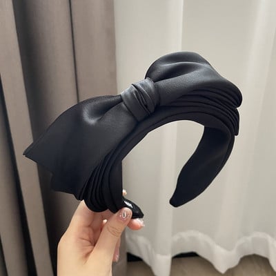 Korejska vrhunska svijetla luksuzna dvoslojna mašna ženska traka za glavu retro temperamenta Satenska traka za glavu širokog oboda Ukosnice za žene