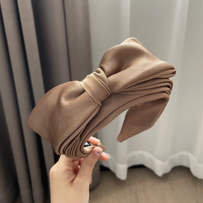 Korejska vrhunska svijetla luksuzna dvoslojna mašna ženska traka za glavu retro temperamenta Satenska traka za glavu širokog oboda Ukosnice za žene