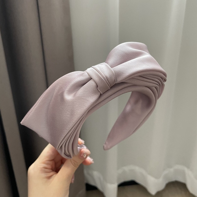 Korejska vrhunska svijetla luksuzna dvoslojna mašna ženska traka za glavu retro temperamenta Satenska traka za glavu širokog oboda Ukosnice za žene