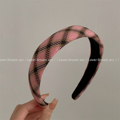 2022 m. Korėjos mados rožių rožinė languota megzta plaukų juosta Mergaičių miela pliušinė kempinė plaukų juosta galvos apdangalas Moterų plaukų aksesuarai