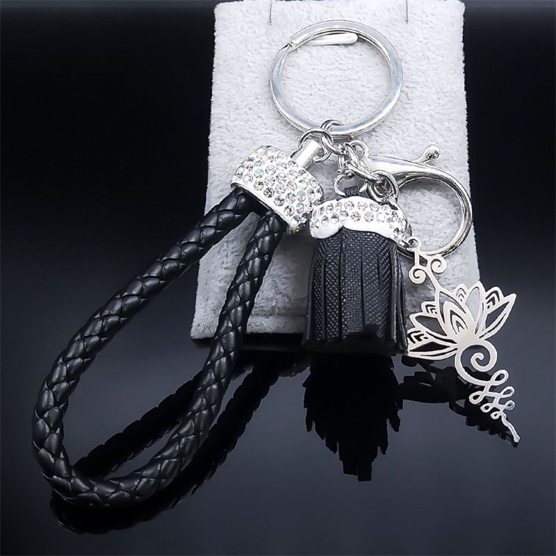 Yoga Lotus privjesak od nehrđajućeg čelika za žene/muškarce Srebrna boja čakra simbol cvijet držač ključeva dodaci budizam nakit