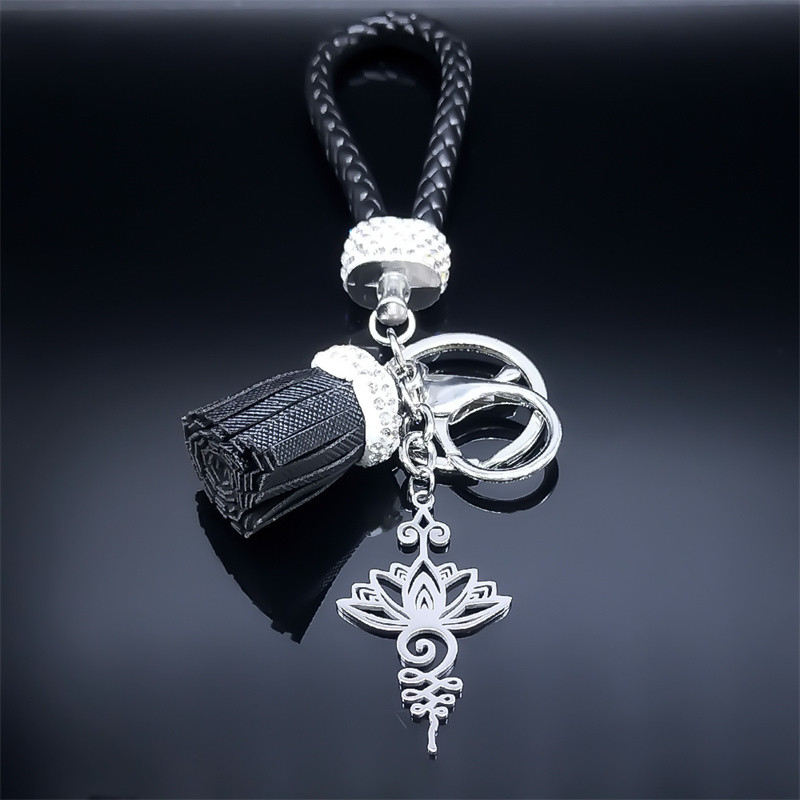 Yoga Lotus privjesak od nehrđajućeg čelika za žene/muškarce Srebrna boja čakra simbol cvijet držač ključeva dodaci budizam nakit
