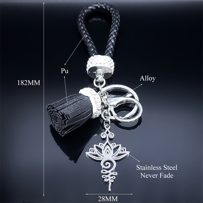 Yoga Lotus privjesak od nehrđajućeg čelika za žene/muškarce Srebrna boja čakra simbol cvijet držač ključeva dodaci budizam nakit