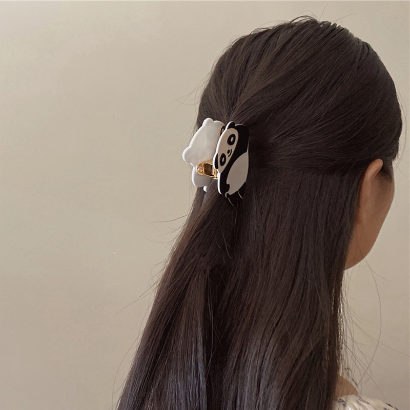 New Fashion Acetat Acrilic Drăguț Panda Agrafă de păr pentru fată Încântător Carton Panda Gheara de păr Femei Accesorii de păr