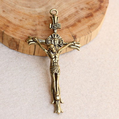 Vintage privjesak od čistog bakra Isusov križ za privjesak Ogrlica Ručno izrađeni mesingani privjesak za ključeve automobila Viseći nakit Ženska torba Dekoracija