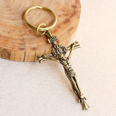 Vintage privjesak od čistog bakra Isusov križ za privjesak Ogrlica Ručno izrađeni mesingani privjesak za ključeve automobila Viseći nakit Ženska torba Dekoracija