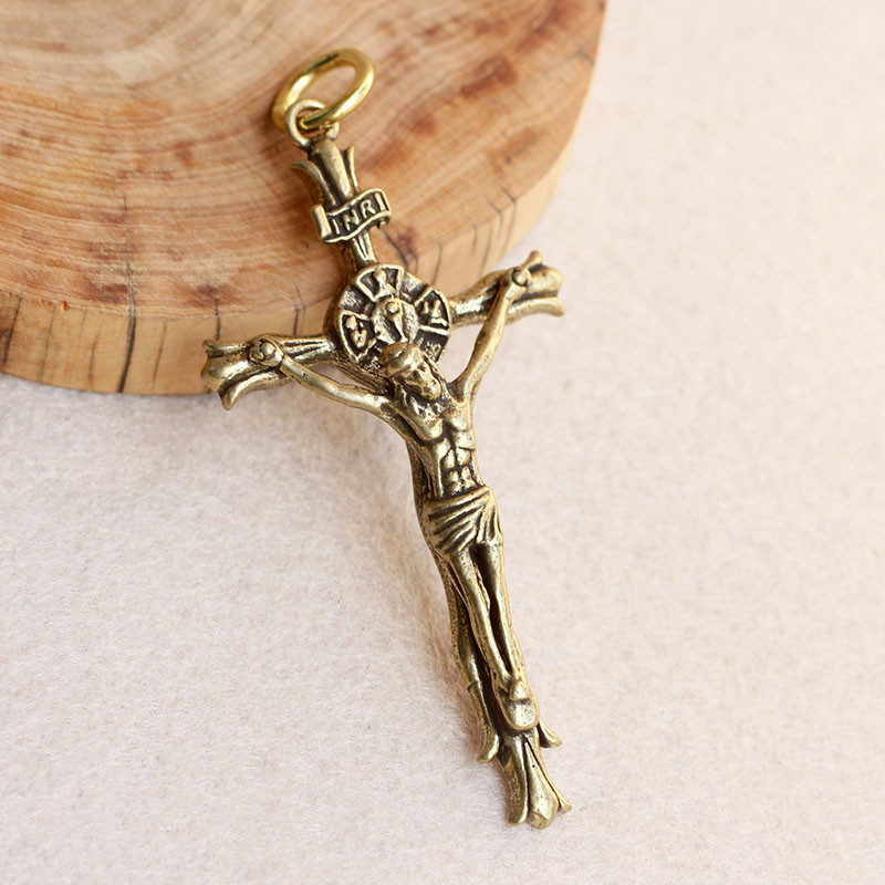 Vintage privjesak od čistog bakra Isusov križ za privjesak Ogrlica Ručno izrađeni mesingani privjesak za ključeve automobila Viseći nakit Ženska torba Dekoracija