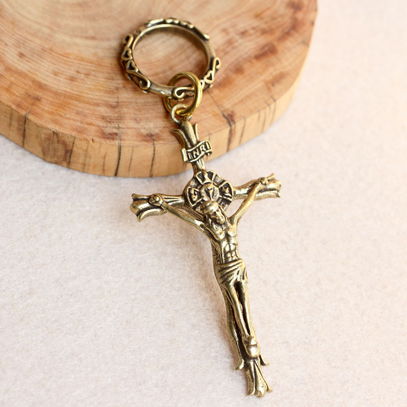 Vintage privjesak od čistog bakra Isusov križ za privjesak Ogrlica Ručno izrađeni mesingani privjesak za ključeve automobila Viseći nakit Ženska torba Dekoracija