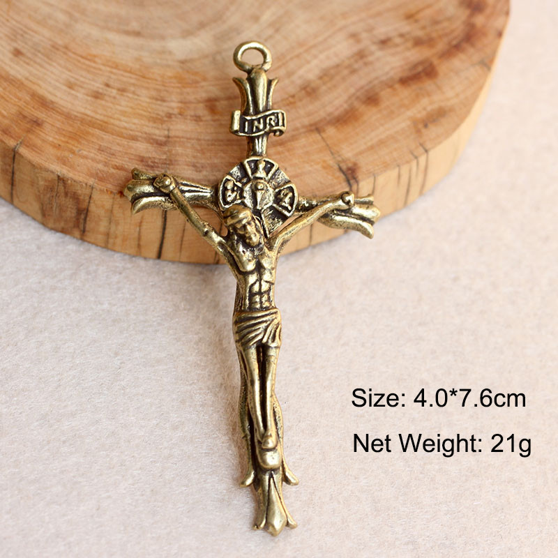 Vintage privjesak od čistog bakra Isusov križ za privjesak Ogrlica Ručno izrađeni mesingani privjesak za ključeve automobila Viseći nakit Ženska torba Dekoracija