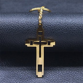 Rist võtmehoidja roostevabast terasest Jeesus Religioosne meeste võtmehoidja kott Aksessuaarid Käsitsi valmistatud kingitused Ehted chaveiro feminino K1173S02