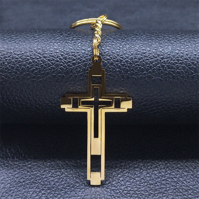 Rist võtmehoidja roostevabast terasest Jeesus Religioosne meeste võtmehoidja kott Aksessuaarid Käsitsi valmistatud kingitused Ehted chaveiro feminino K1173S02