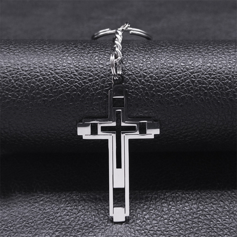 Rist võtmehoidja roostevabast terasest Jeesus Religioosne meeste võtmehoidja kott Aksessuaarid Käsitsi valmistatud kingitused Ehted chaveiro feminino K1173S02