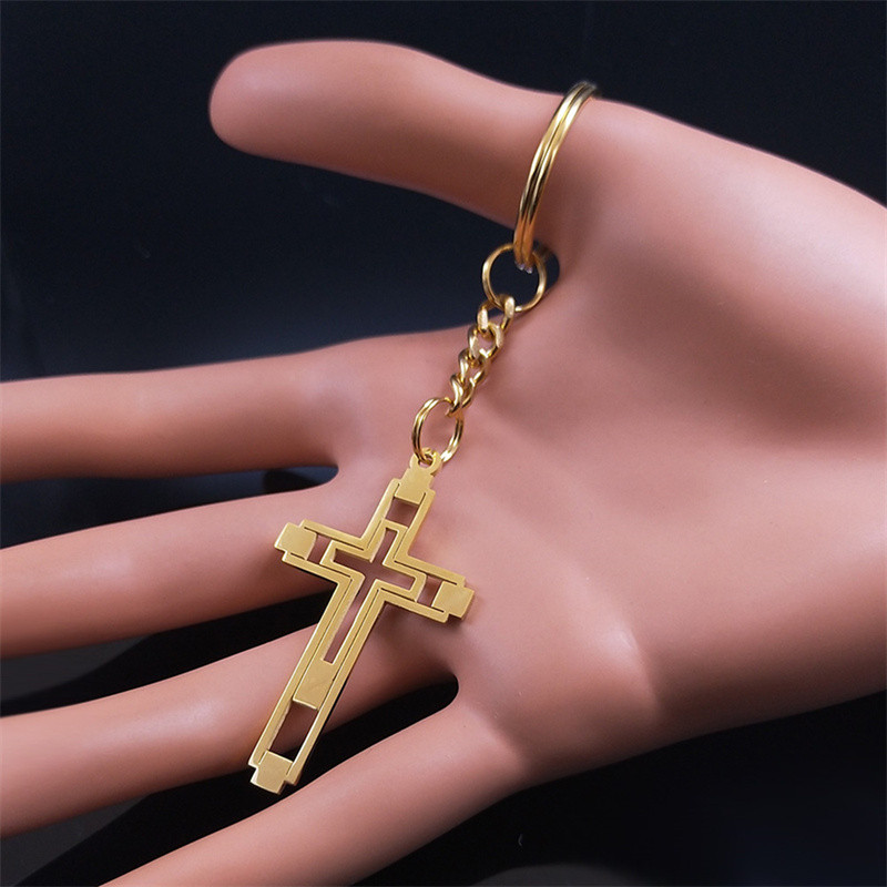 Rist võtmehoidja roostevabast terasest Jeesus Religioosne meeste võtmehoidja kott Aksessuaarid Käsitsi valmistatud kingitused Ehted chaveiro feminino K1173S02