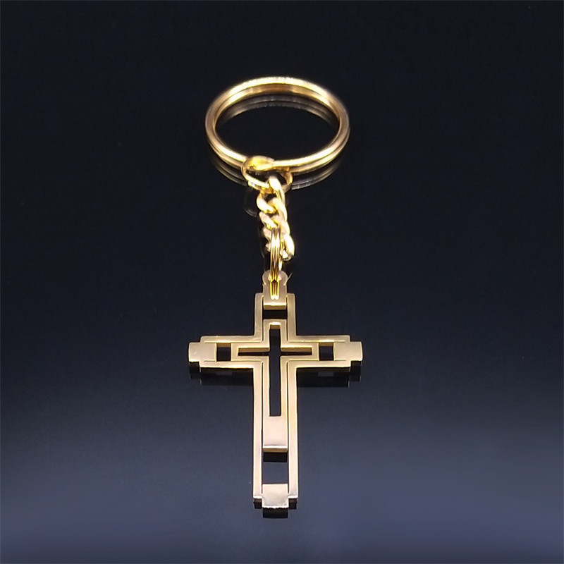 Rist võtmehoidja roostevabast terasest Jeesus Religioosne meeste võtmehoidja kott Aksessuaarid Käsitsi valmistatud kingitused Ehted chaveiro feminino K1173S02