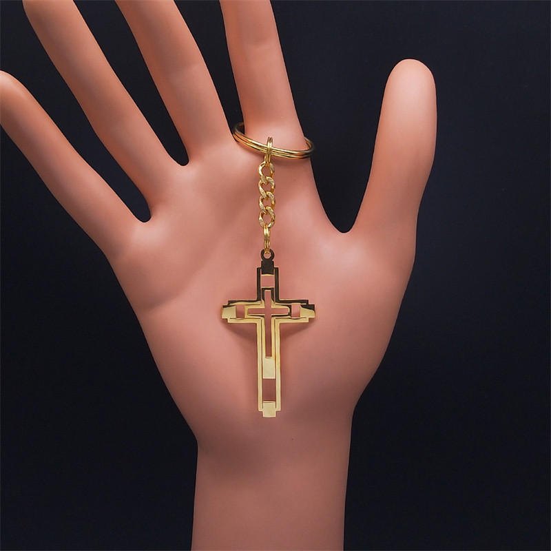Rist võtmehoidja roostevabast terasest Jeesus Religioosne meeste võtmehoidja kott Aksessuaarid Käsitsi valmistatud kingitused Ehted chaveiro feminino K1173S02