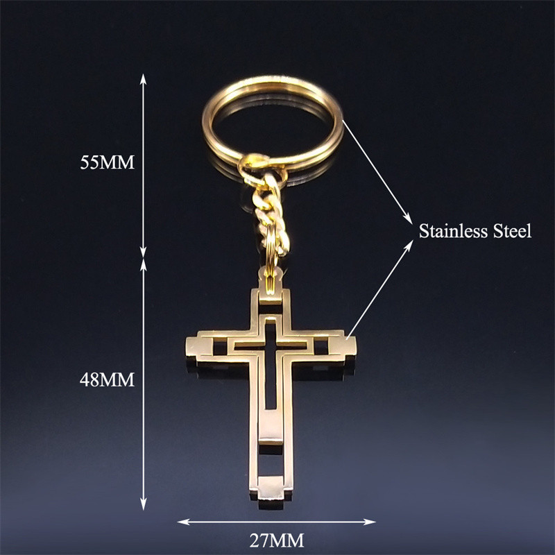 Rist võtmehoidja roostevabast terasest Jeesus Religioosne meeste võtmehoidja kott Aksessuaarid Käsitsi valmistatud kingitused Ehted chaveiro feminino K1173S02