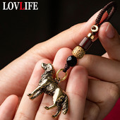 Alamă solidă breloc câine drăguț pandantiv lucrat manual frânghie țesute fidelitate animale lanț cheie agățat șnur bijuterii prieteni breloc cadouri