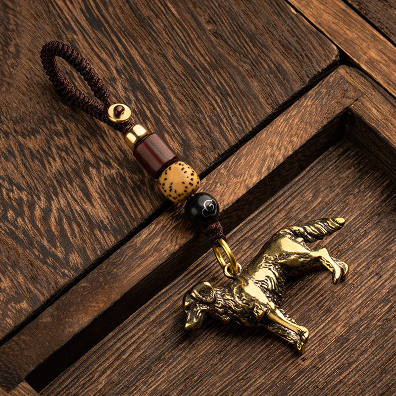 Alamă solidă breloc câine drăguț pandantiv lucrat manual frânghie țesute fidelitate animale lanț cheie agățat șnur bijuterii prieteni breloc cadouri