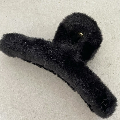 Drăguț gheare de păr din blană artificială Lager dimensiune 13 cm agrafă de păr de pluș iarna 2022 nou la modă, culoare crem, clemă de păr de crab, accesorii de păr pentru femei