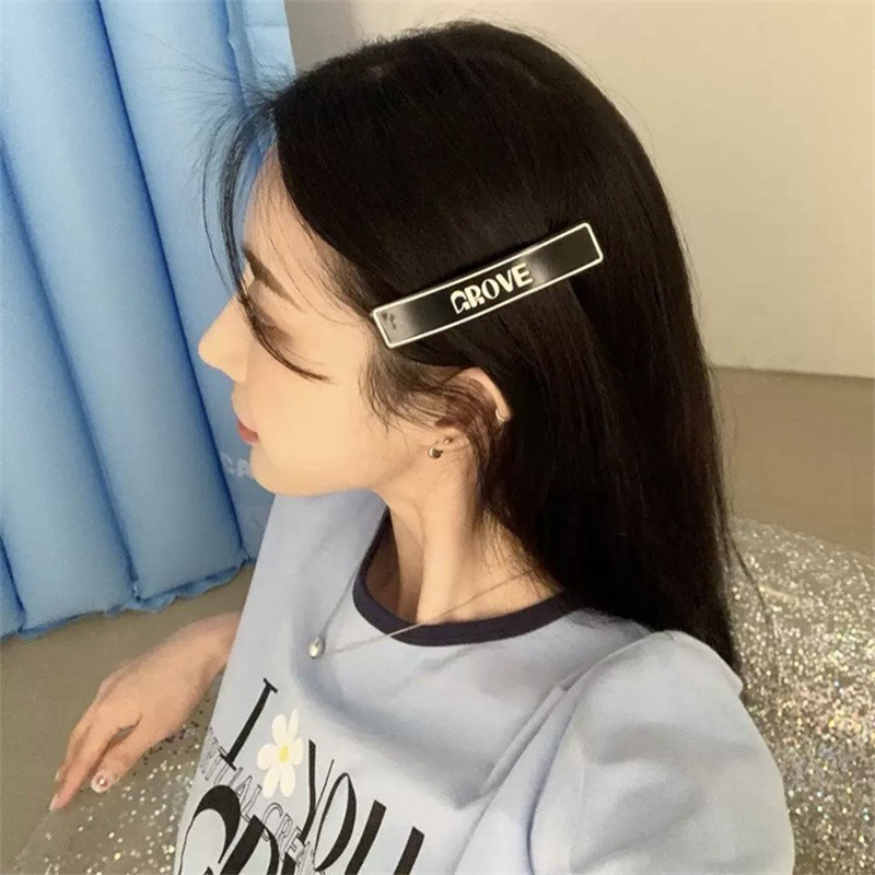 Agrafă de primăvară din acrilic cu imprimeu de litere de modă coreeană 2022, noua tendință pentru fete, temperament retro, ac de păr, din metal, accesorii de păr pentru femei
