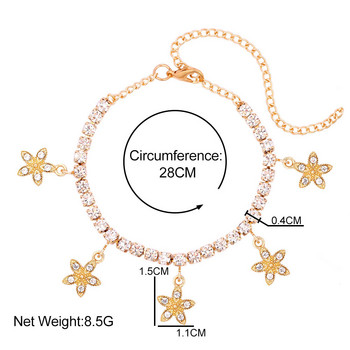 Модерни нови Iced Out цветя от кристали, глезени, гривни за глезена, кристална тенис верига, гривна за жени, лятна плажна бижутерия за боси крака