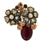 Broșe retro cu flori de cristal roșu pentru femei vază floare broșă haină de modă elegantă bijuterii de nuntă cadouri