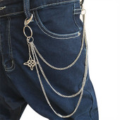 Pantaloni de jeans din oțel inoxidabil Breloc Hipster Punk Stradă Portofel din metal Curea Lanț pentru pantaloni Breloc unisex HipHop Bijuterii Cadou