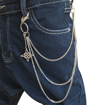 Pantaloni de jeans din oțel inoxidabil Breloc Hipster Punk Stradă Portofel din metal Curea Lanț pentru pantaloni Breloc unisex HipHop Bijuterii Cadou