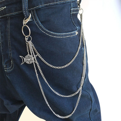 Pantaloni de jeans din oțel inoxidabil Breloc Hipster Punk Stradă Portofel din metal Curea Lanț pentru pantaloni Breloc unisex HipHop Bijuterii Cadou