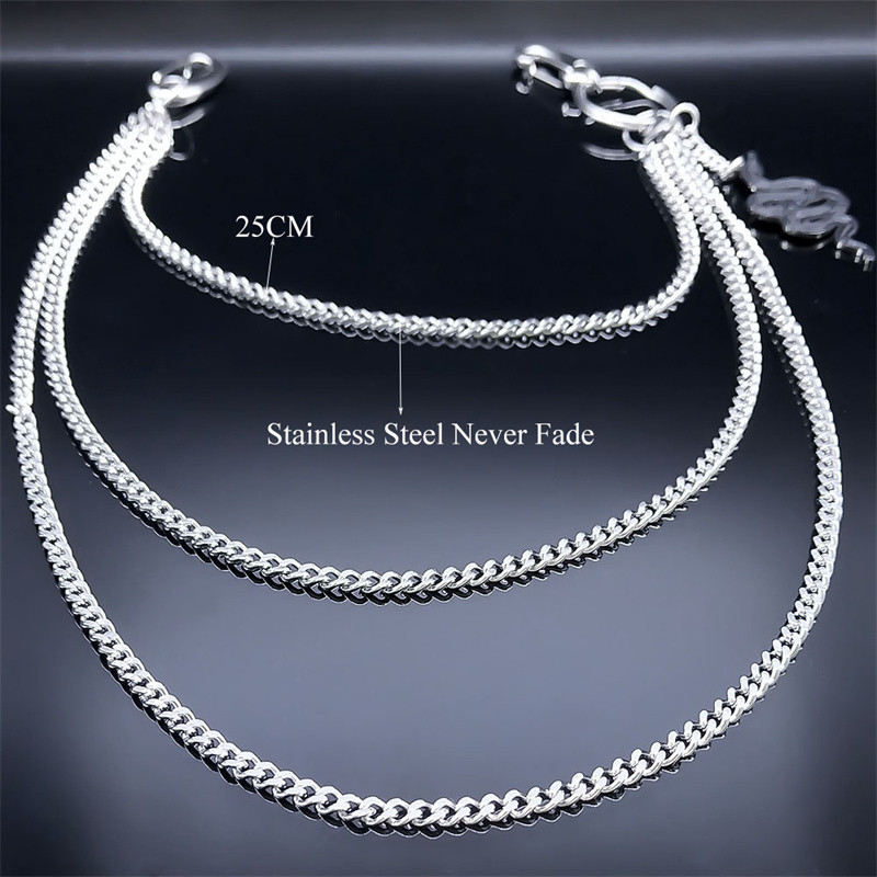 Pantaloni de jeans din oțel inoxidabil Breloc Hipster Punk Stradă Portofel din metal Curea Lanț pentru pantaloni Breloc unisex HipHop Bijuterii Cadou