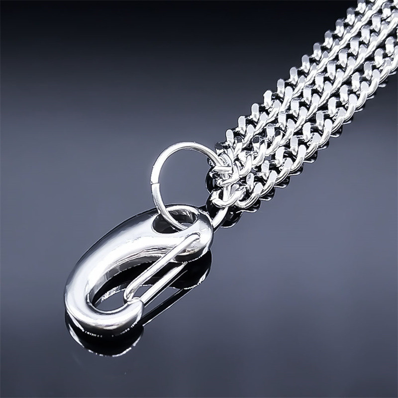 Pantaloni de jeans din oțel inoxidabil Breloc Hipster Punk Stradă Portofel din metal Curea Lanț pentru pantaloni Breloc unisex HipHop Bijuterii Cadou