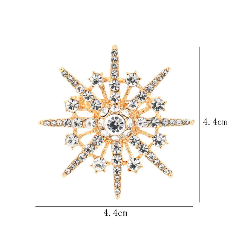 Broșă cu stea cu strasuri, cristal strălucitor, fulg de zăpadă pentru rever pentru femei, pălărie, eșarfă, accesorii rucsac