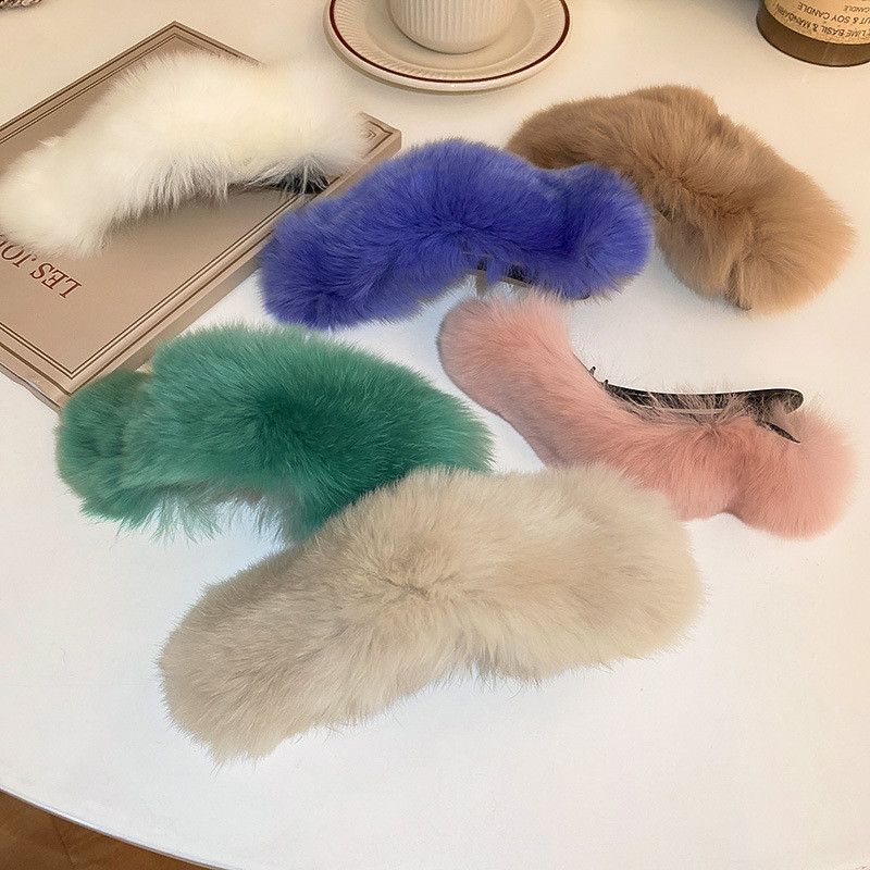 2022 m. žiemos Nauja vientisos spalvos imitacija triušio kailio uodegos segtukas mergaitei Korėjos mados temperamento moterų plaukų aksesuarai