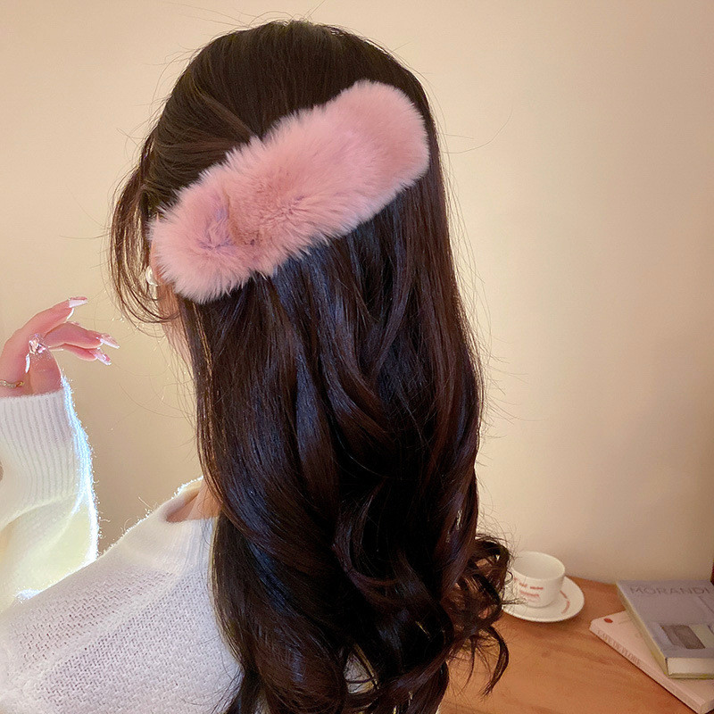 2022 m. žiemos Nauja vientisos spalvos imitacija triušio kailio uodegos segtukas mergaitei Korėjos mados temperamento moterų plaukų aksesuarai