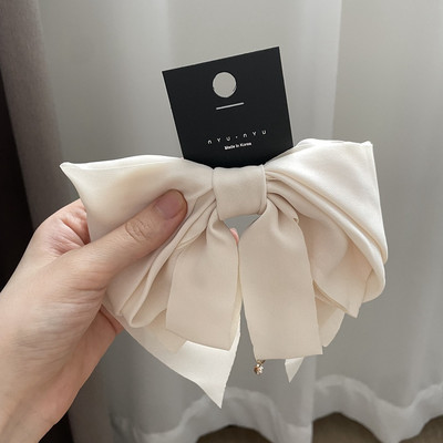 Coreea de modă elegantă temperament satin fundă clemă de primăvară simplă la modă ac de păr panglică clemă de păr cleme de păr pentru femei