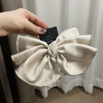 Coreea de modă elegantă temperament satin fundă clemă de primăvară simplă la modă ac de păr panglică clemă de păr cleme de păr pentru femei