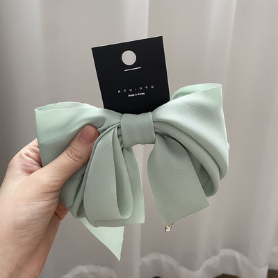 Coreea de modă elegantă temperament satin fundă clemă de primăvară simplă la modă ac de păr panglică clemă de păr cleme de păr pentru femei