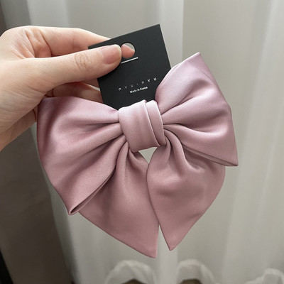 Coreea de modă elegantă temperament satin fundă clemă de primăvară simplă la modă ac de păr panglică clemă de păr cleme de păr pentru femei